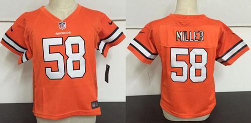 Toddler Nike Broncos #58 Von Miller Orange Rush Stitched NFL Elite Jersey - Click Image to Close